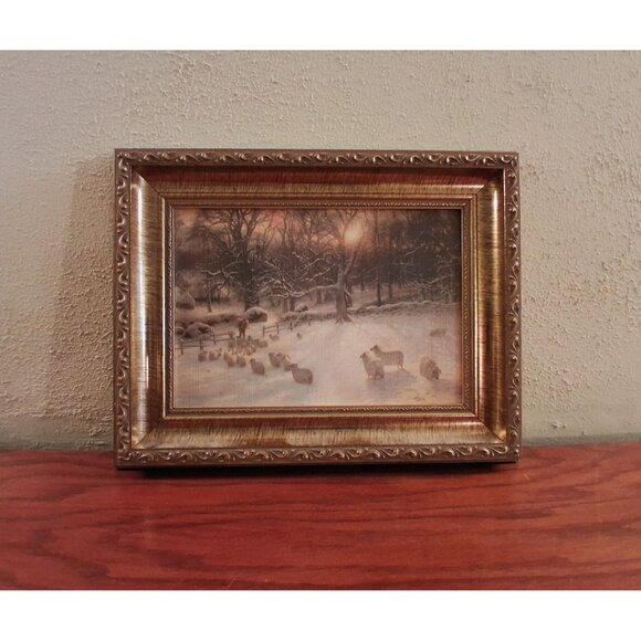 Shortening Winters Day Print Framed Gold Landscape Joseph Farquarson 1846 - 1935 - Picture 1 of 6